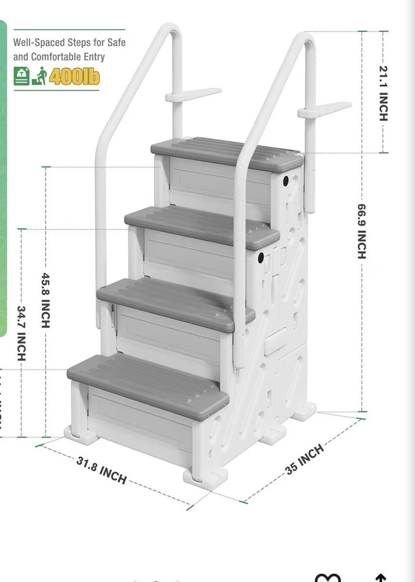 Heavy-Duty Pool Steps Ladder for Above Ground Pools - 400lb Capacity, 4-Step Entry System
