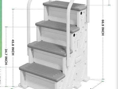 Heavy-Duty Pool Steps Ladder for Above Ground Pools - 400lb Capacity, 4-Step Entry System