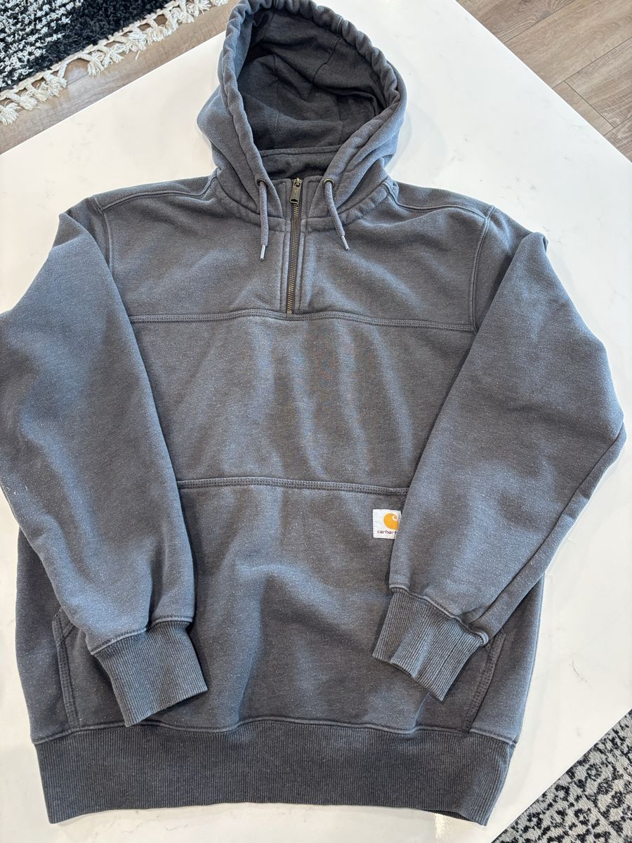 Carhartt Charcoal Midweight Hooded Quarter-Zip Sweatshirt - Size Medium