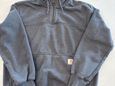 Carhartt Charcoal Midweight Hooded Quarter-Zip Sweatshirt - Size Medium