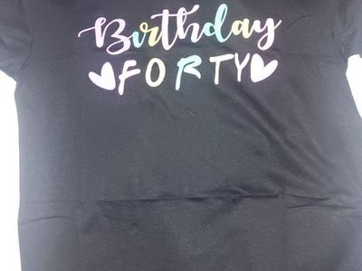 Women's Birthday Forty Black Graphic T-Shirt - Size Small