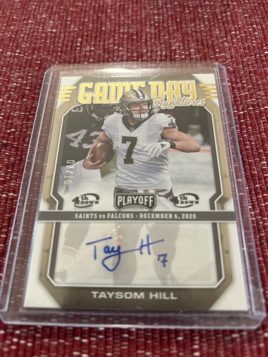 2020 Playoff Game Day Signatures Taysom Hill Saints Certified Auto Card #07/10 Jersey Number Autograph