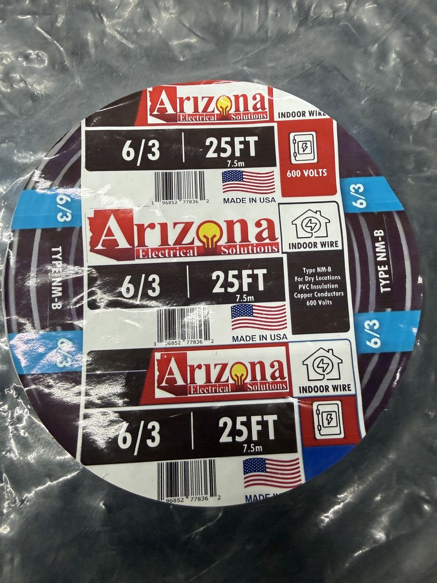 New  6/3  Electrical Wire. 25' roll
