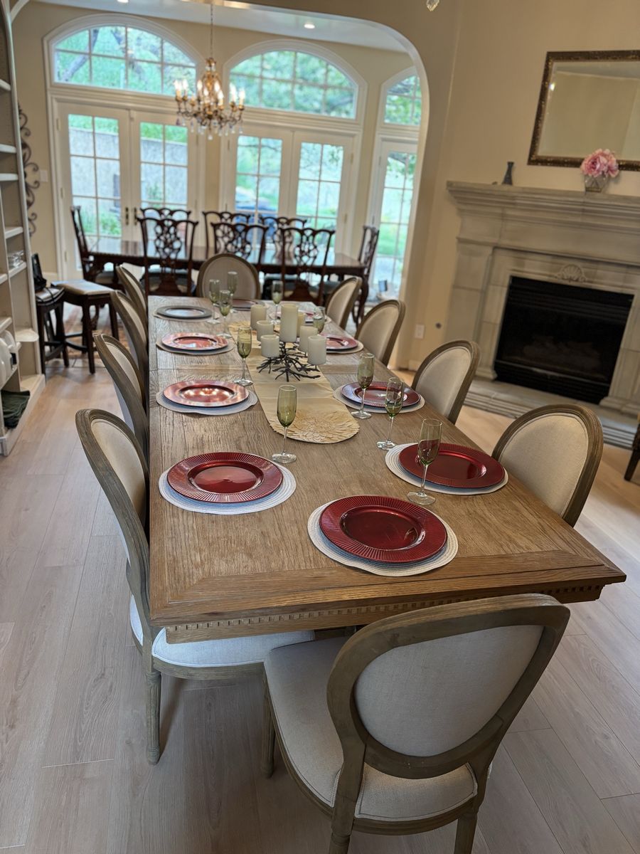 Restoration Hardware Table With 10 Matching Chairs