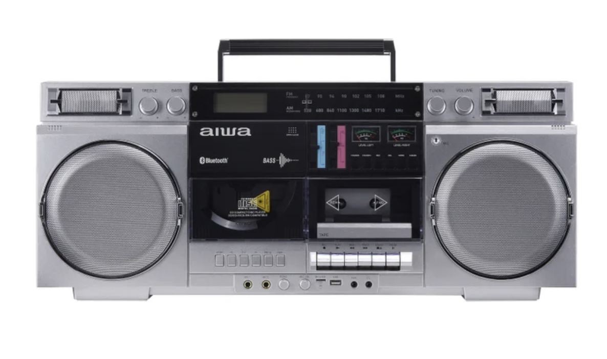 NEW Wireless AIWA AI7012 Retro Boombox CD Player w/Cassette Recording, Bluetooth 5.0 FM