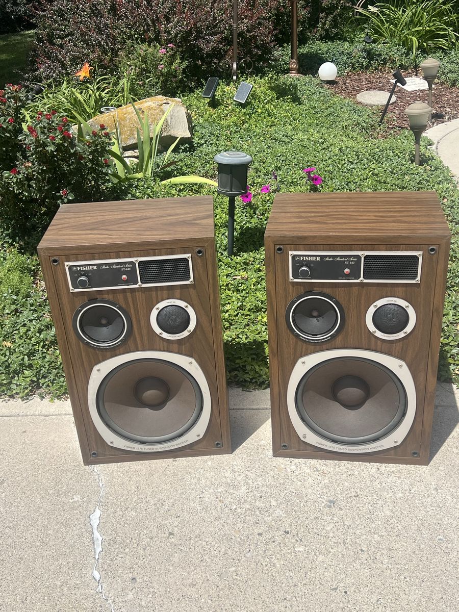 Fisher Studio Standard MS-440 Vintage Wood Cabinet Passive Home Stereo Speakers (Pair)