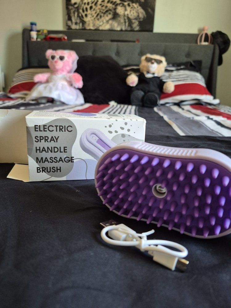 Electric Spray Handle Massage Brush pet - Purple & White, USB Charging