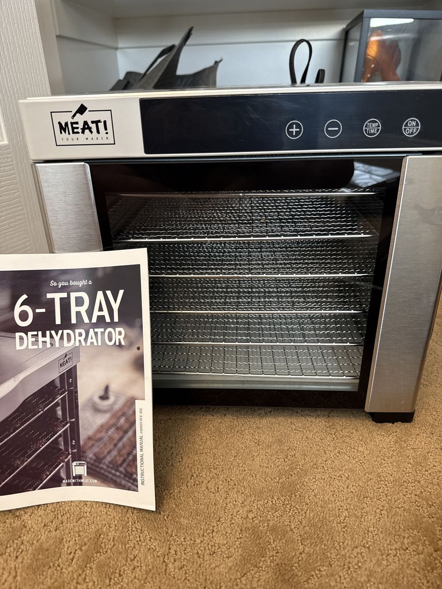 MEAT! Your Maker 6-Tray Food Dehydrator with Temperature and Time Control, Jerky Gun and vacuum sealer
