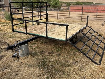 Single Axle Utility Flatbed Trailer with Side Loading Ramp