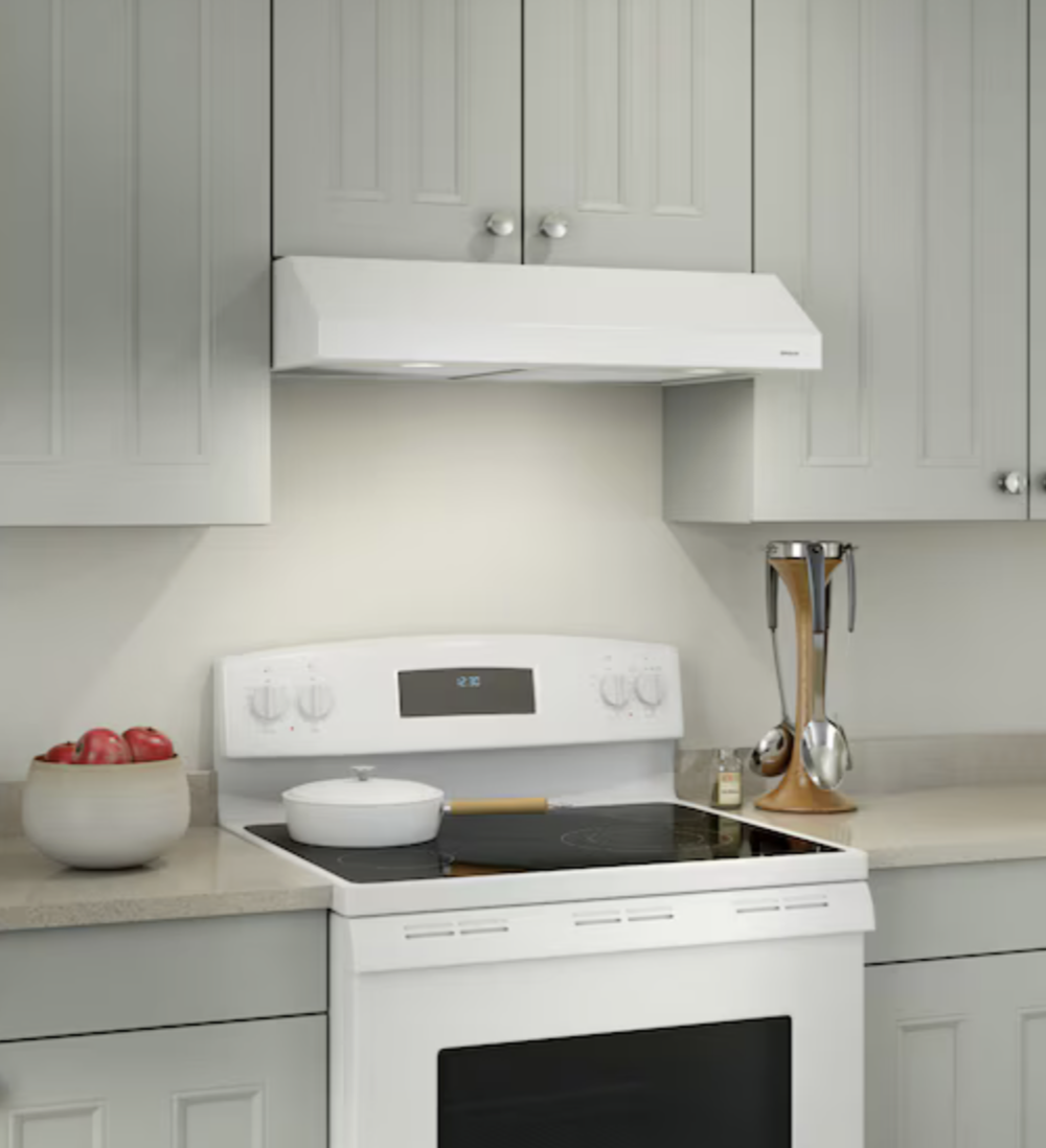 NEW White Broan 30 inch Convertible 300-CFM Under Cabinet Range Hood