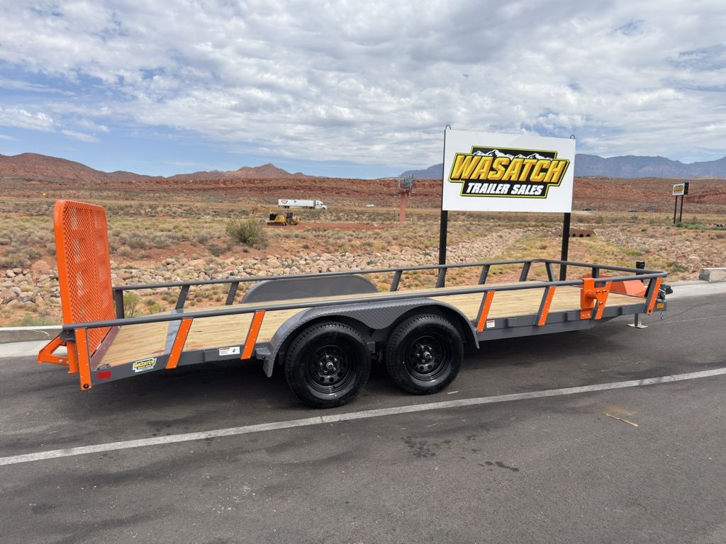 2027 RawMaxx 18' UTX Utility Flatbed Shadow Grey Split Ramp 7K