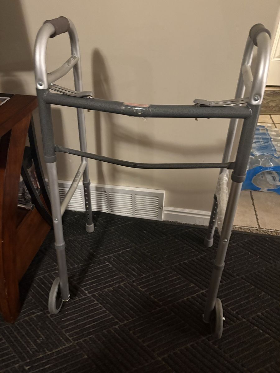 Foldable Medical Walker with Front Wheels and Adjustable Height