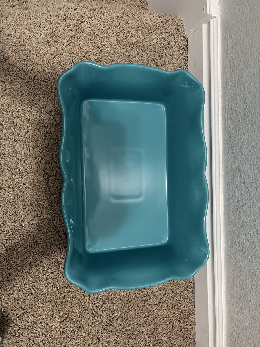 Pioneer Turquoise Ruffled Edge Ceramic Baking Dish - Casserole Lasagna Pan