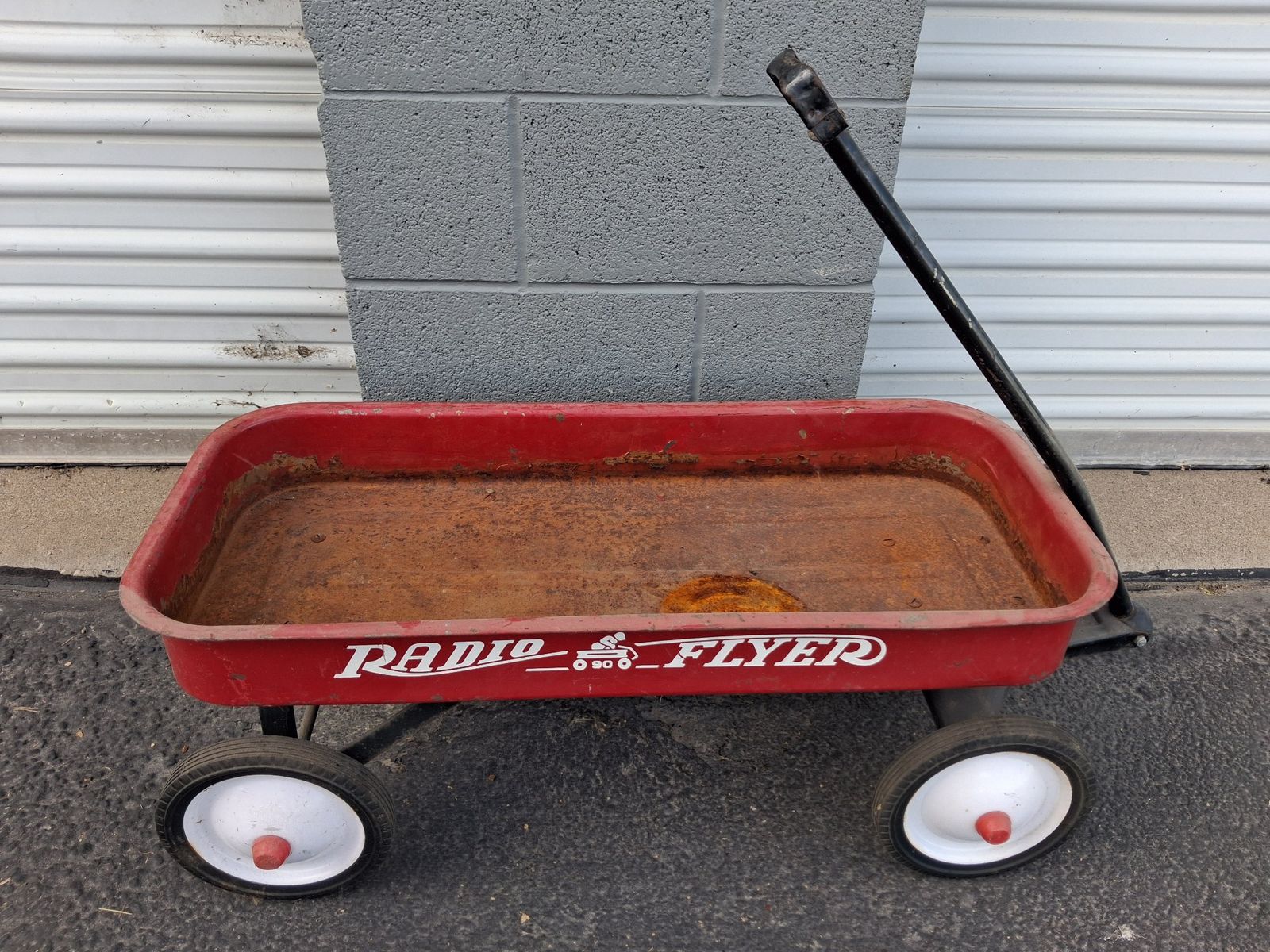 Vintage Radio Flyer Model 90 Steel Toy Wagon Red Body White Wheels Classic Toy
