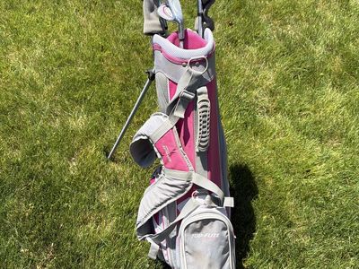 Top Flite Golf Club Set for Girls, Pink/Gray, Junior/Youth Size, Right-Handed, with Stand Bag