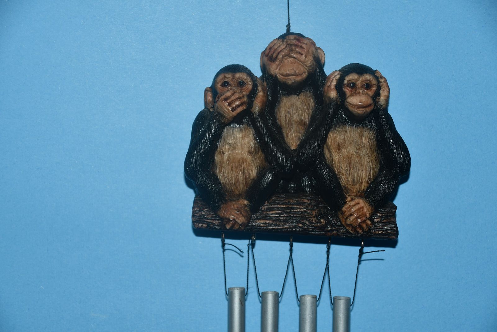 MONKEY WINDCHIME ~ SPEAK NO EVIL, SEE NO EVIL & HEAR NO EVIL ~ LENGTH 11" ~ CUTE!