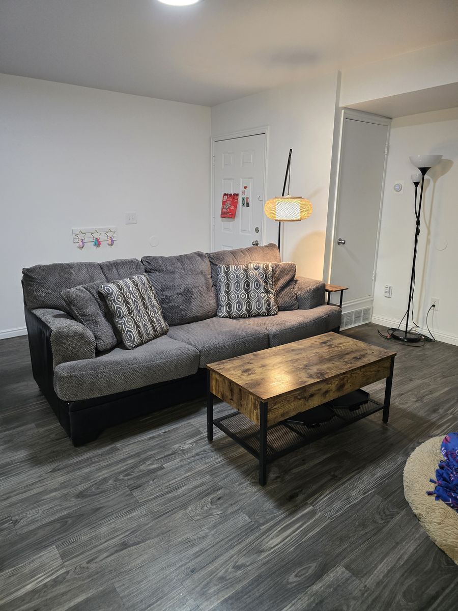 Microfiber and leather couch