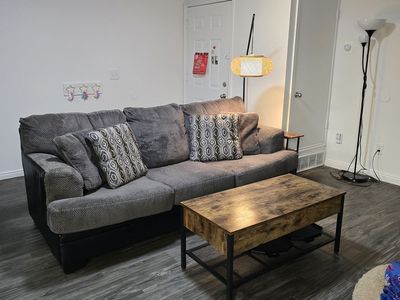 Microfiber and leather couch