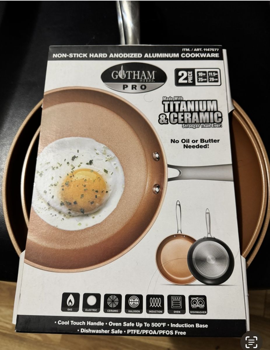 New Gotham Steel Pro Hard Anodized Nonstick 2 Pack Fry Pan Set - - 10'' & 11.5''