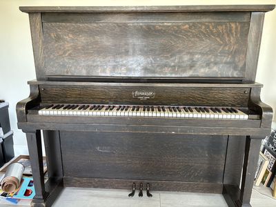 Henderson Cabinet Grand Chicago Upright Piano - Vintage Dark Wood Finish