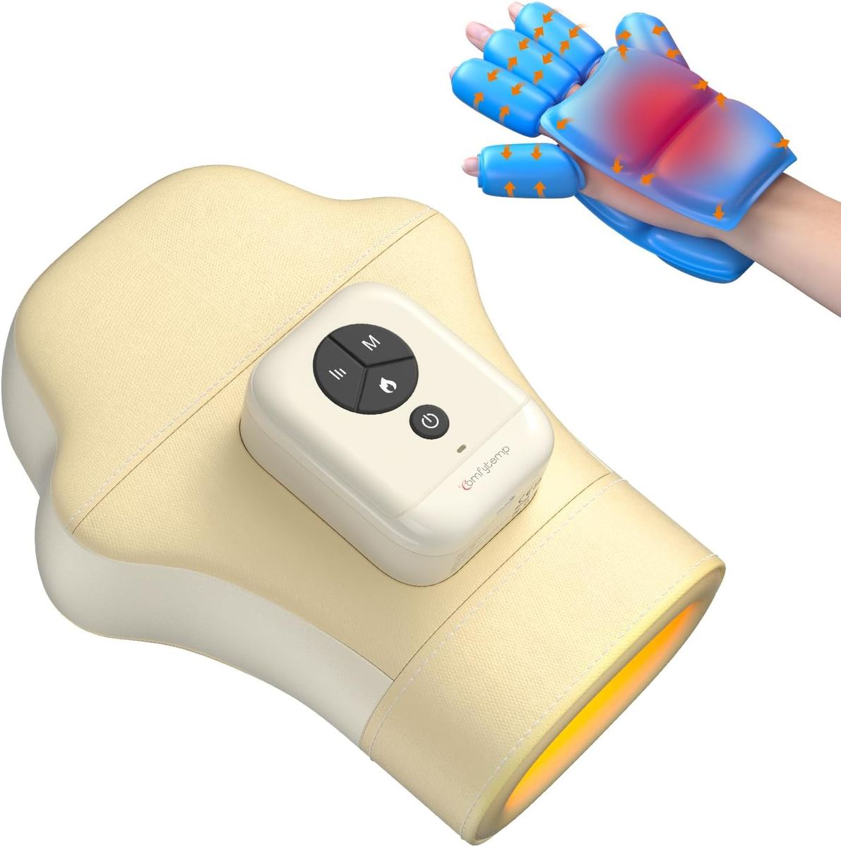 NEW Comfytemp Hand Massager with Heat and Compression, Cordless Fingers, Palm and Wrist Massage Machine for Carpal Tunnel