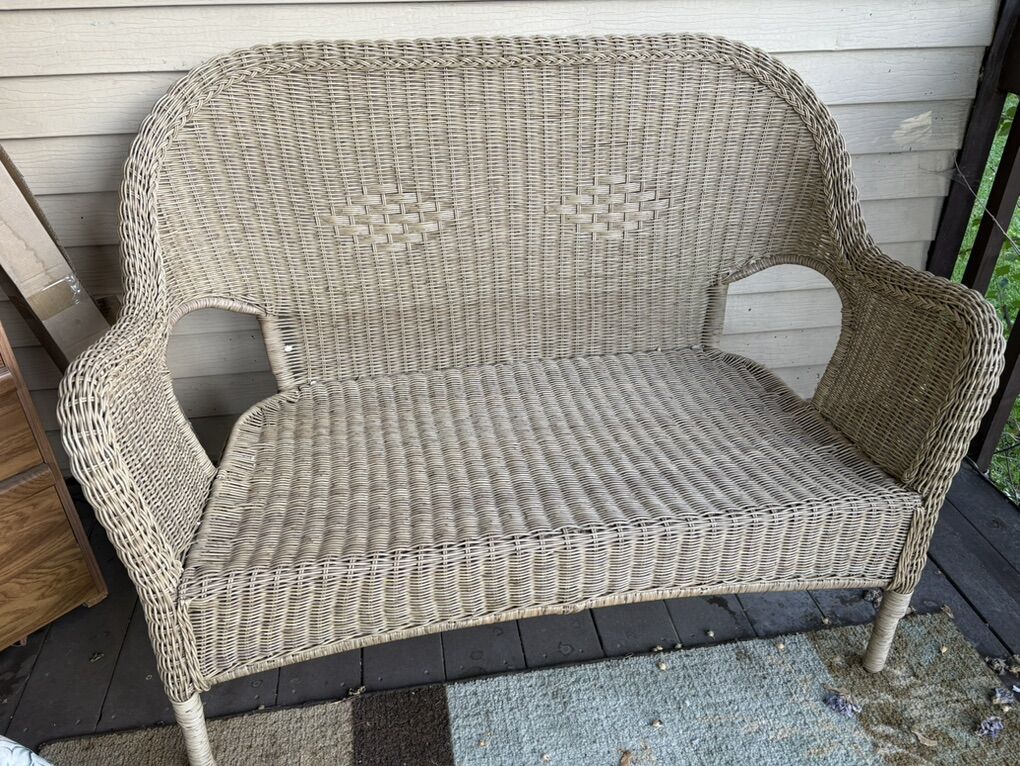 Brown Wicker Style Loveseat Great Condition
