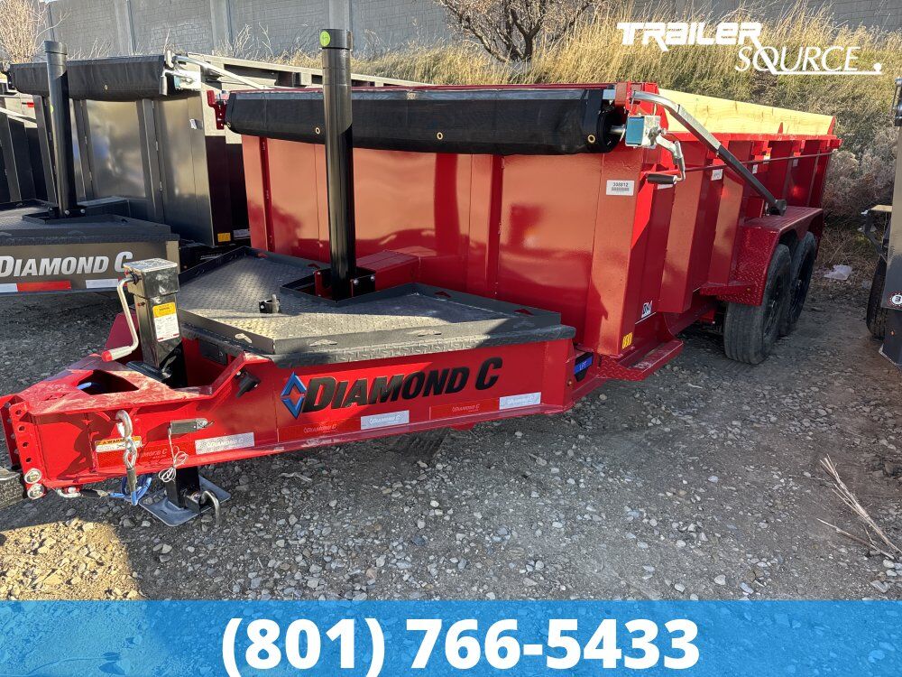 7x14 Diamond C LPT 207 Dump Trailer - 32" Sides - 15.5K GVWR - 14 Ply Tires, Board Brackets, Long Arm Tarp