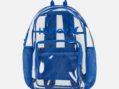 Hurley Clear Backpack Blue/Santiago Transparent School Bag Stadium Approved NWT
