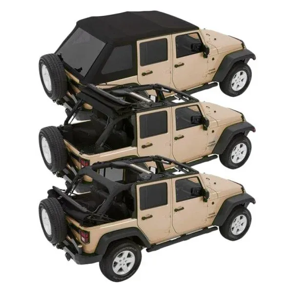 Bestop Trektop NX Glide Convertible Soft Top Black Twill 4 Door JK Jeep Wrangler 54923-17