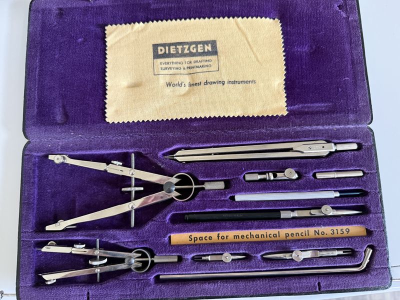 Dietzgen Globe Vintage Drafting Compass Set - World's Finest Drawing Instruments