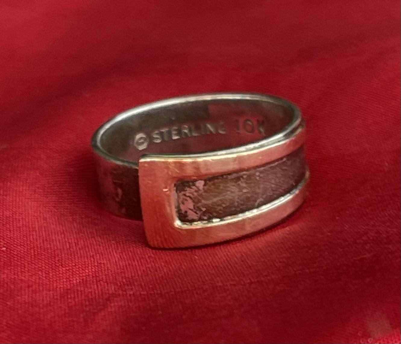 Adjustable 10k Gold over Silver Ring