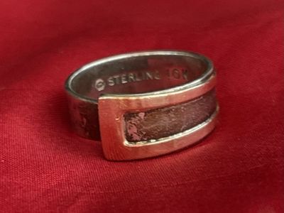 Adjustable 10k Gold over Silver Ring