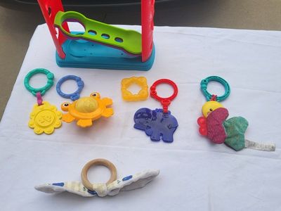 Assorted Baby Toys Set - Ball Drop Tower, Teethers & Rattles