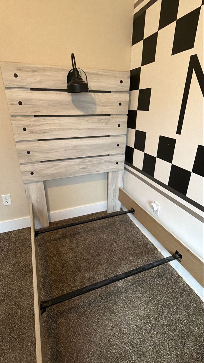 Twin bed with two drawer nightstand