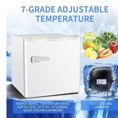 Compact 1.2 cu. ft. Upright Freezer, White, 7-Grade Adjustable Temperature