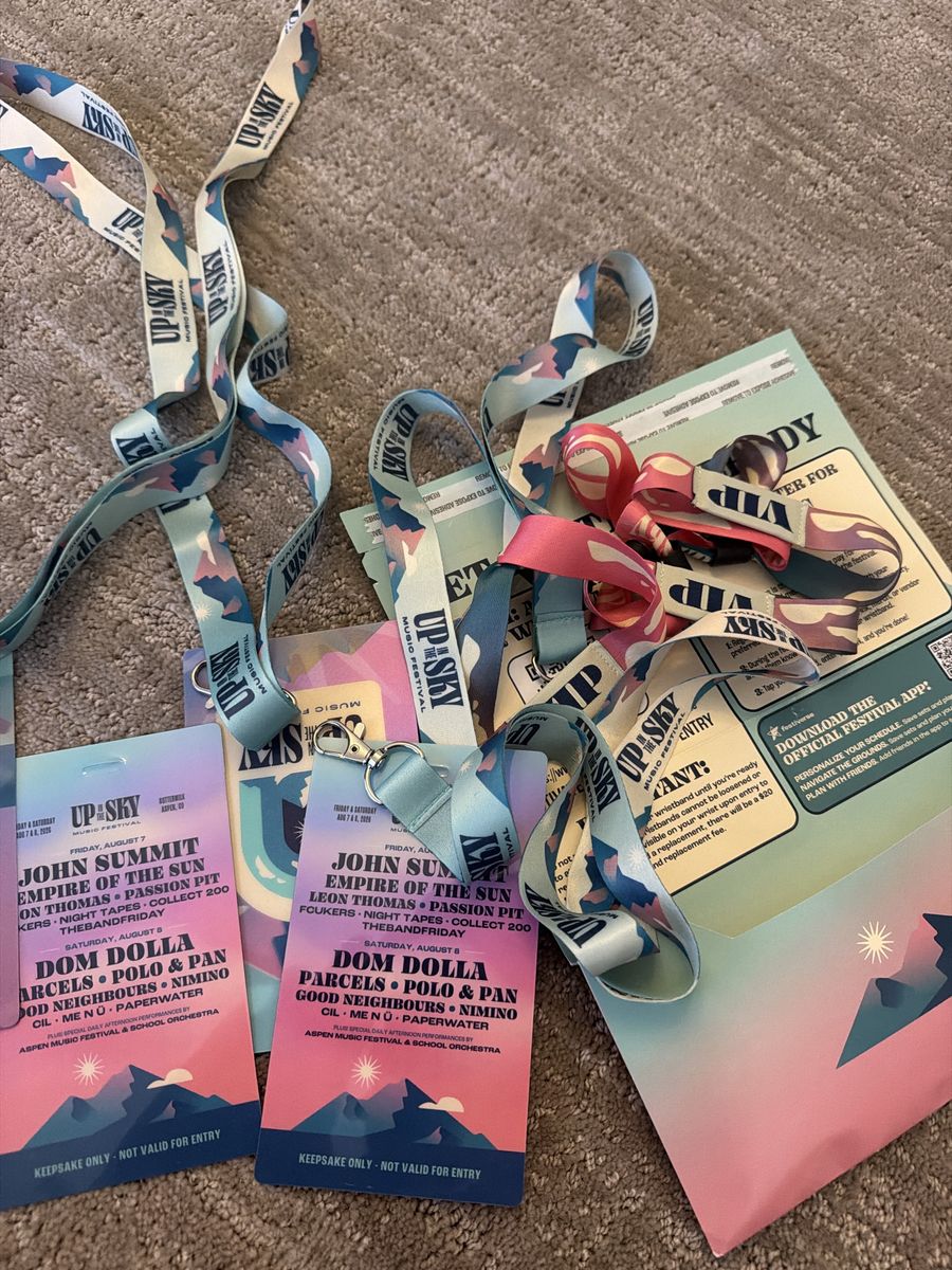 Up in the Sky Music Festival 2026 VIP All-Access Tickets (4) - Aspen, CO