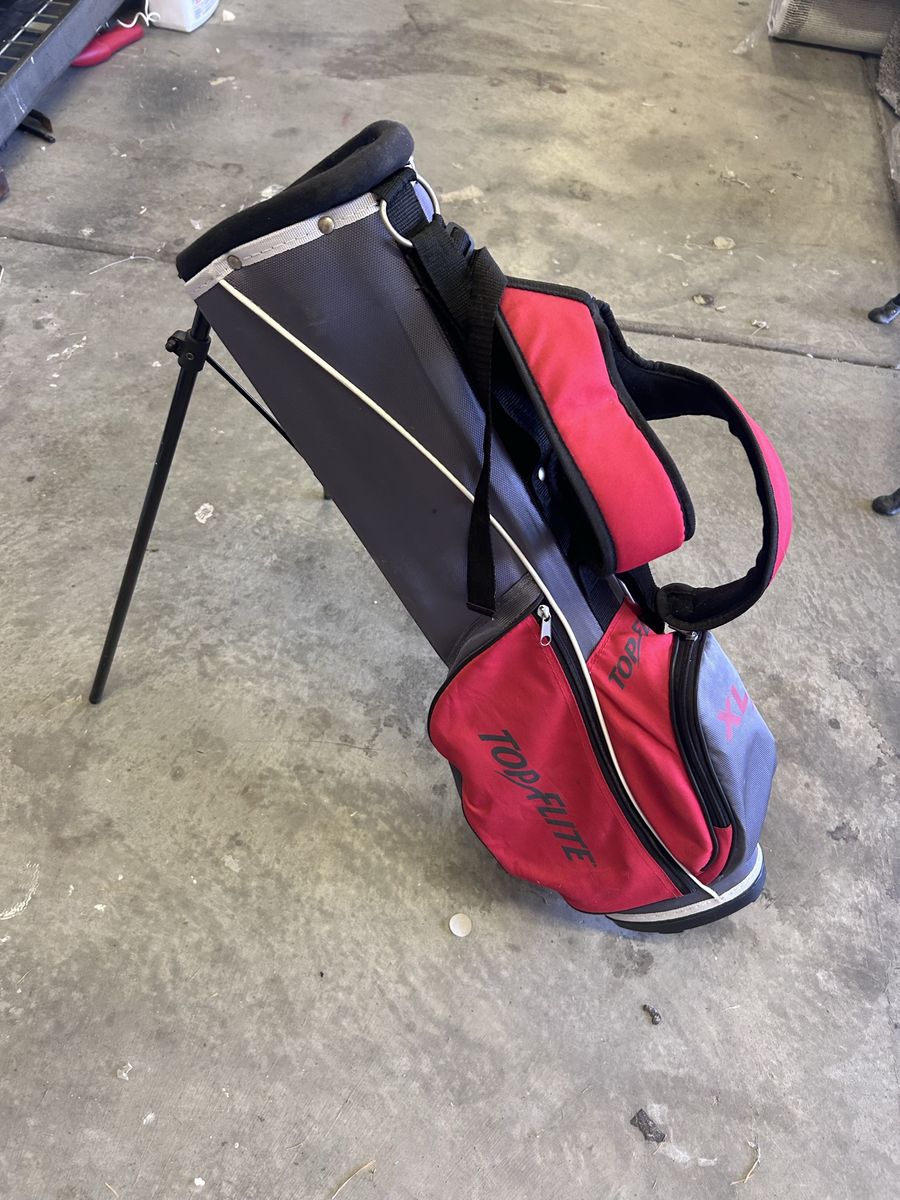 Top Flite XLj Junior Golf Stand Bag Red Gray Dual Strap Carry Bag