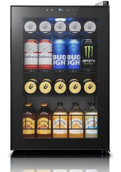 Yeego Beverage Cooler, 77-80 Can Freestanding Mini Beverage Fridge with Glass Door for Drink,2.18 Cu.ft.