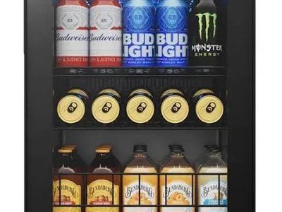 Yeego Beverage Cooler, 77-80 Can Freestanding Mini Beverage Fridge with Glass Door for Drink,2.18 Cu.ft.