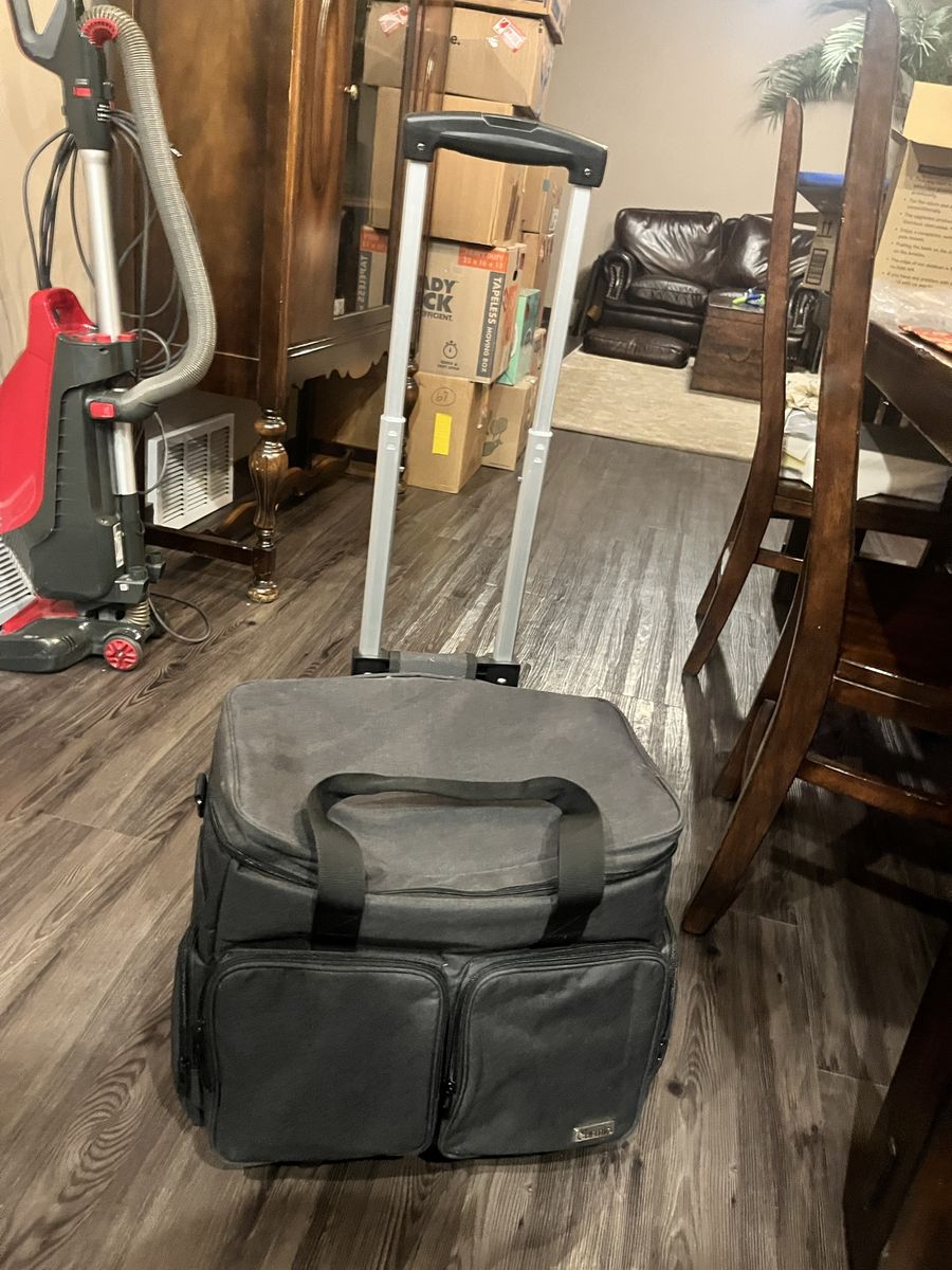 Creative Craft Organizer Rolling Tote Bag with Retractable Handle