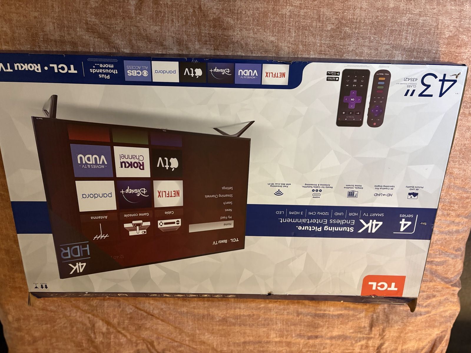 43" TCL Roku TV (with remote)