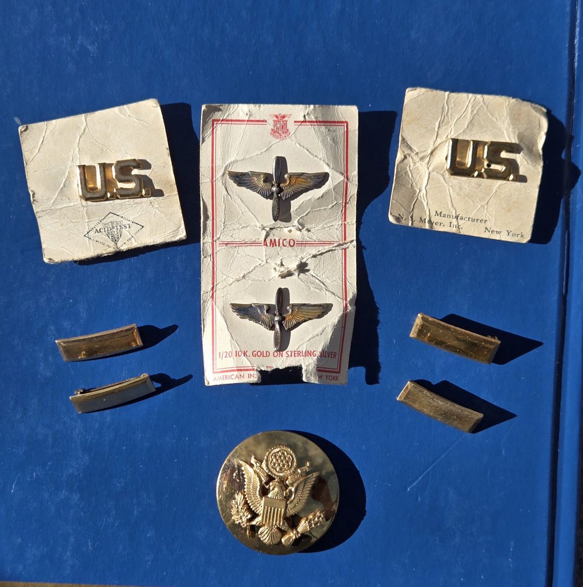 Vintage WWII US Military Insignia Lot - N.S. Meyer