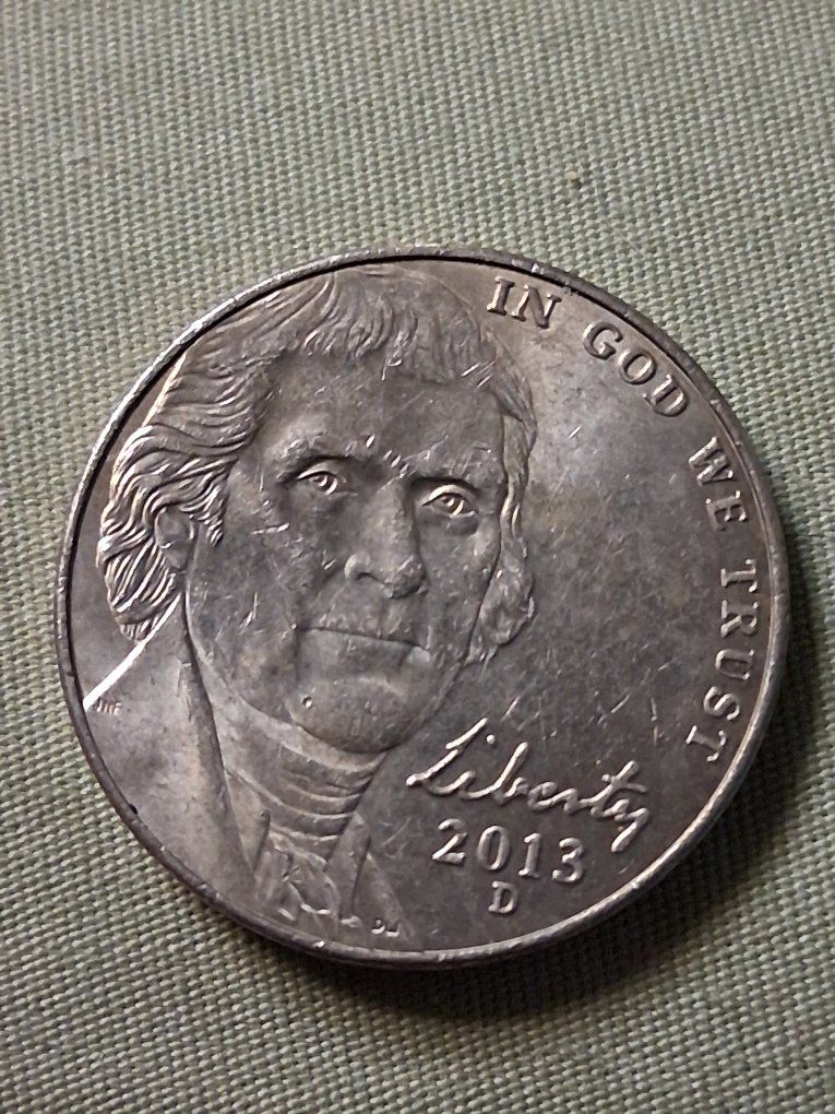 2013 D Jefferson Nickel - US Mint Coin, Circulated, Collectible
