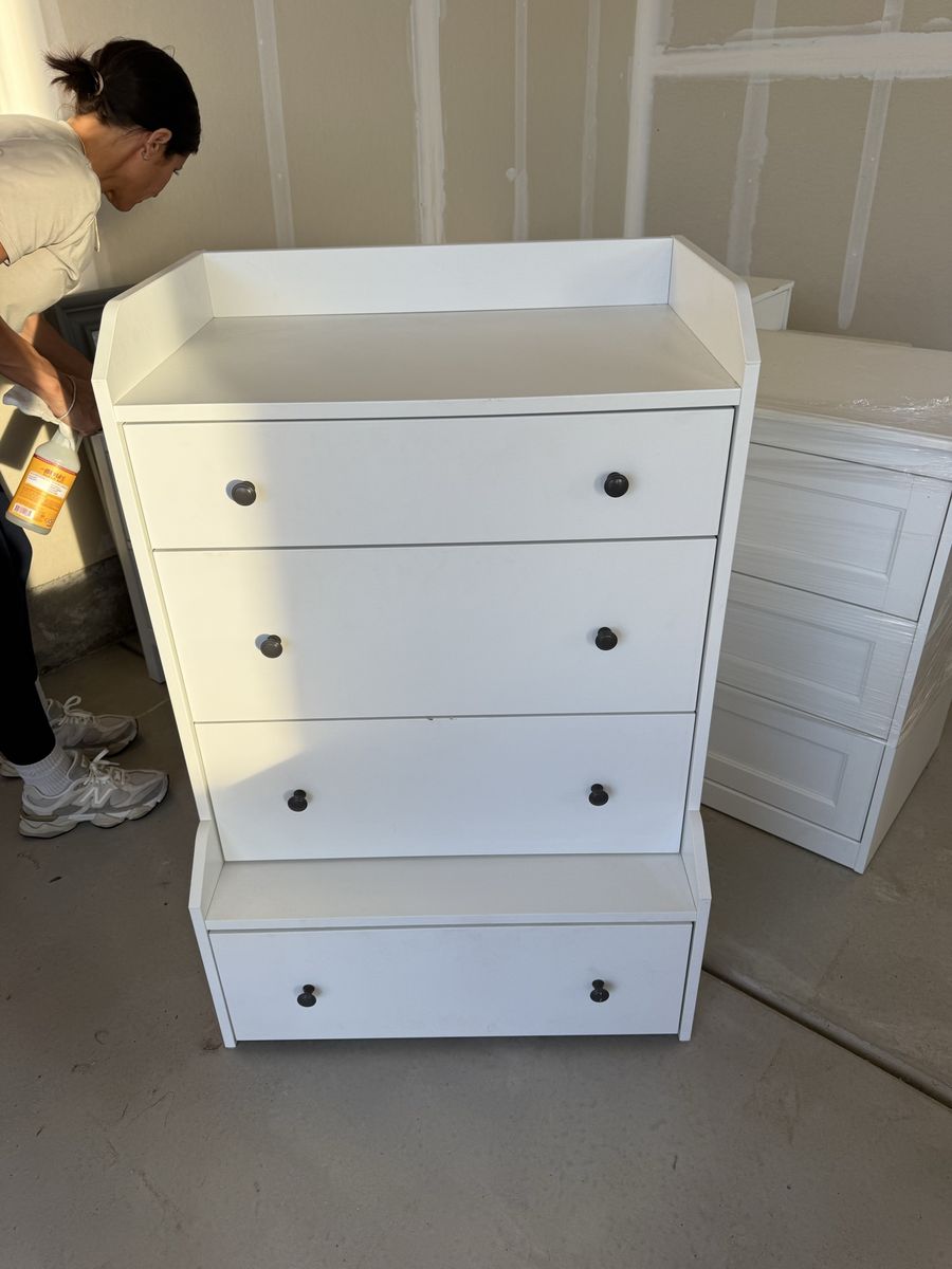 White furniture for sale desks, dresser, drawers, nightstand, etc