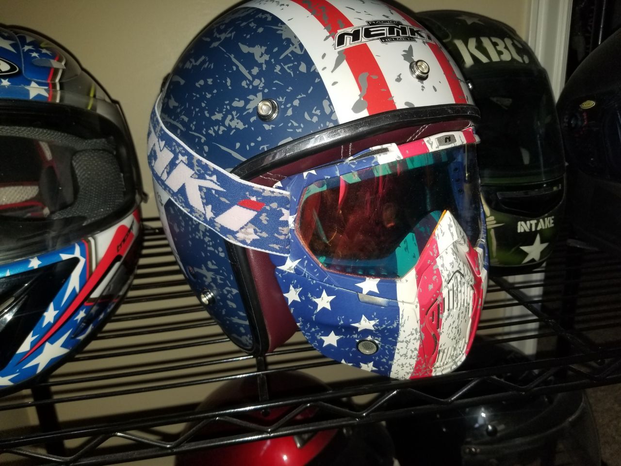 Brand new: open face w/face masket 'Merica helmet! (med)