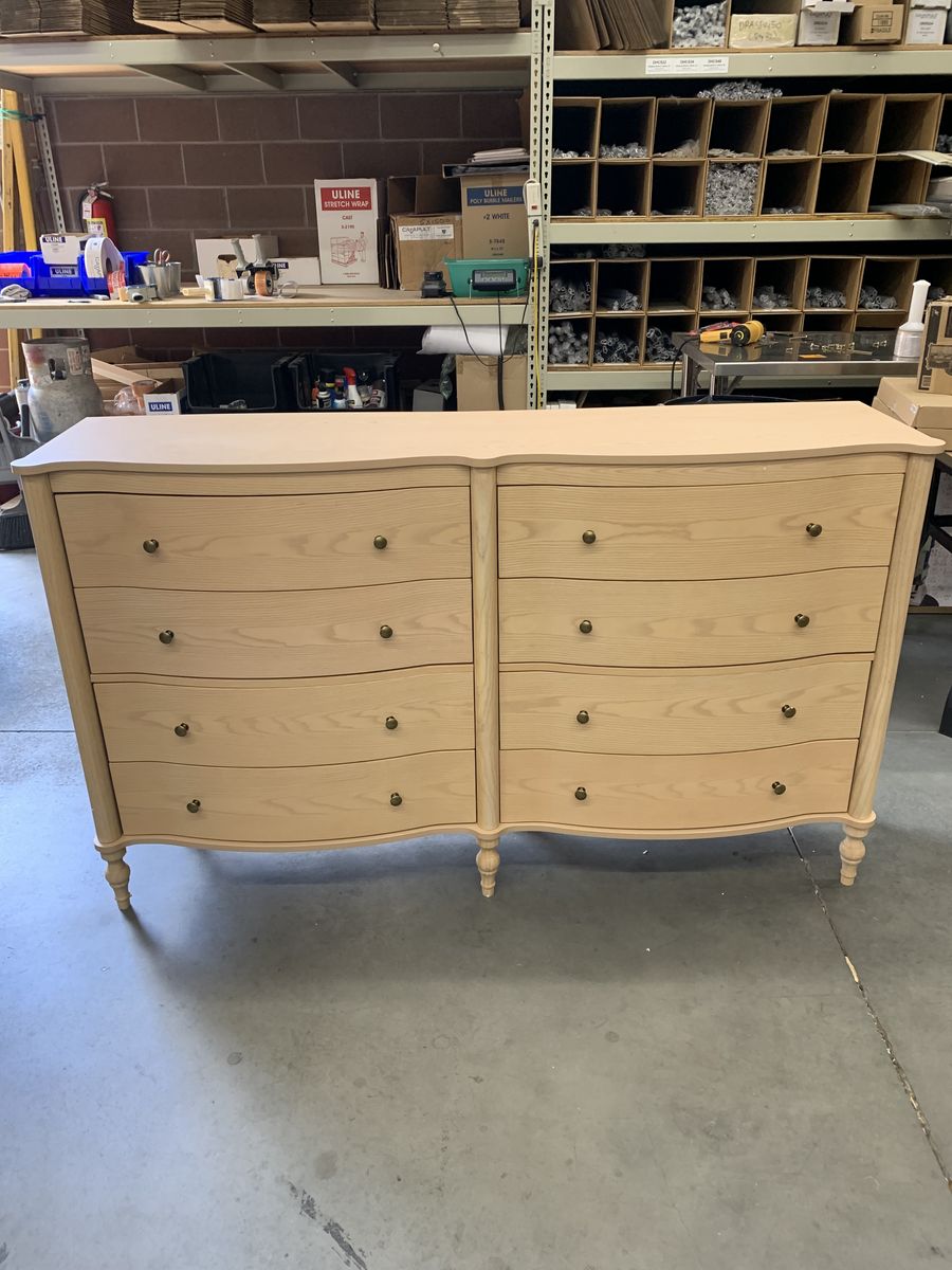 Homsee Yellow Elm 8-Drawer 63 in. Curved Front Chest of Drawers, Ample Storage, Antique Bronze Knobs, Dresser for Bedroom