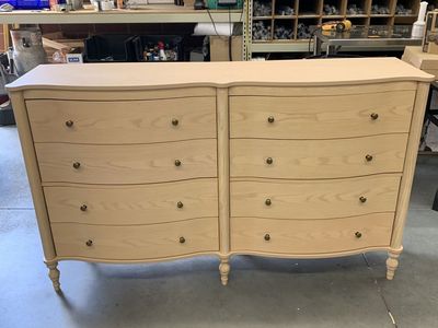 Homsee Yellow Elm 8-Drawer 63 in. Curved Front Chest of Drawers, Ample Storage, Antique Bronze Knobs, Dresser for Bedroom