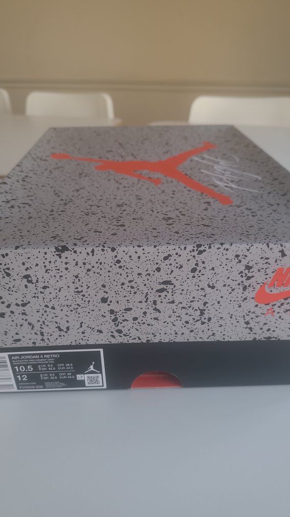 Nike Air Jordan 4 Retro Black Fire Red Cement Grey Size 10.5