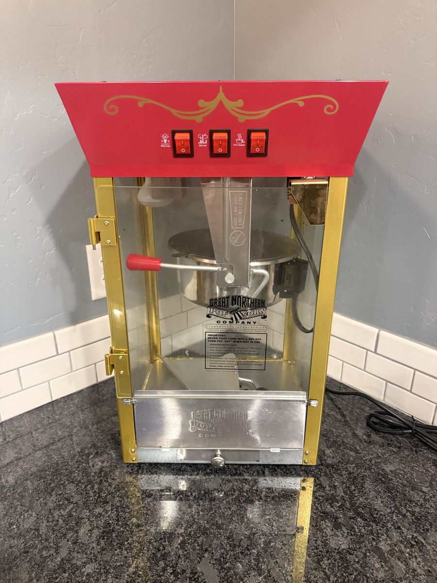 Great Northern Popcorn Company Countertop Popcorn Machine - Red & Gold Vintage Style