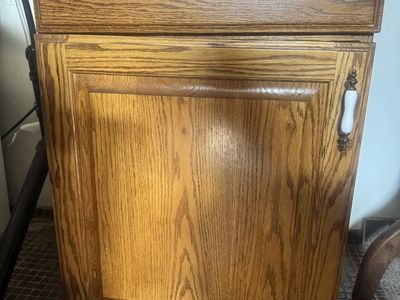 2 Oak Finish Base Cabinet with Drawer and Shelf - Used Kitchen/Bathroom Storage